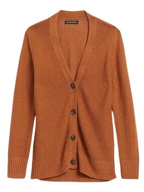 Banana Republic Women’s Italian Linen Knit Cardigan Sweater Brown Rust Size XL